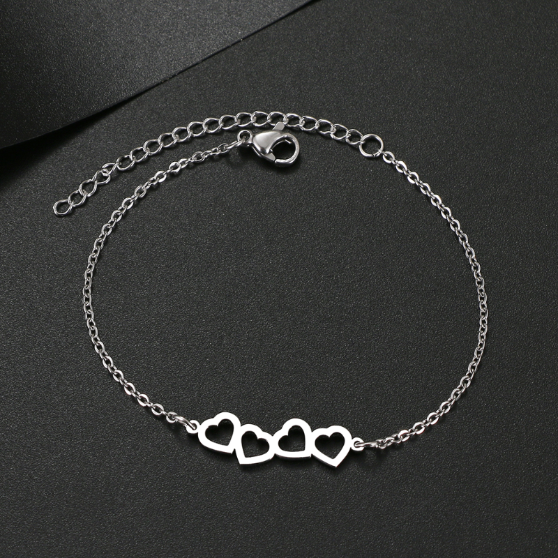 Herzarmband silber metall | Geschenk Freundin Frau | Armkettchen zierlich mit Herzen | Freundschaftsarmband