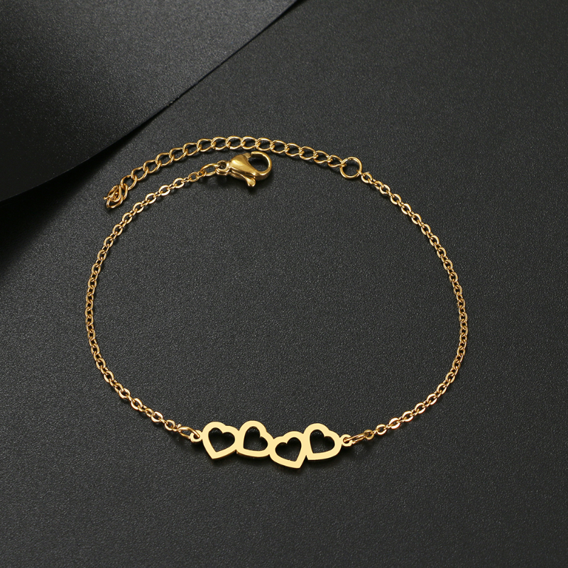 Herzarmband silber metall | Geschenk Freundin Frau | Armkettchen zierlich mit Herzen | Freundschaftsarmband